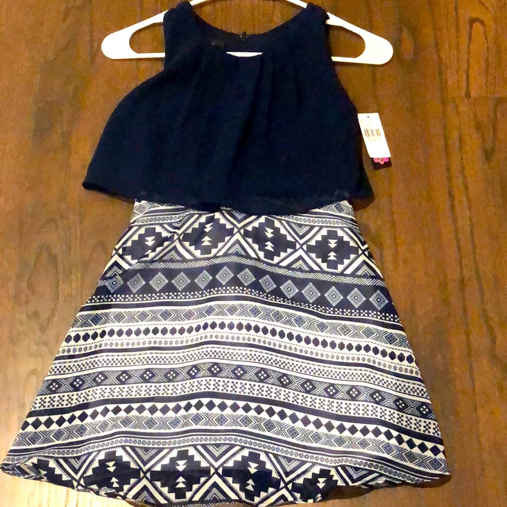 Navy blue and white dress